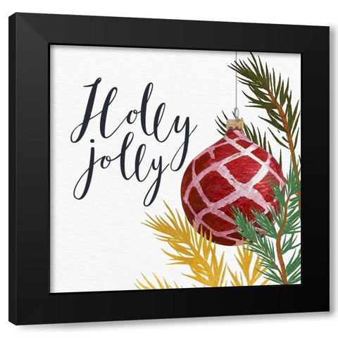 Holly Jolly Black Modern Wood Framed Art Print with Double Matting by Allen, Kimberly