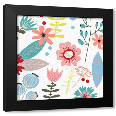 Summer Floral 1 Black Modern Wood Framed Art Print with Double Matting by Allen, Kimberly