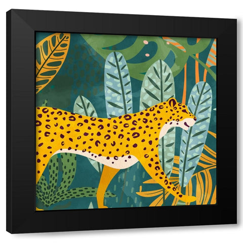 Palm Leopard 2 Black Modern Wood Framed Art Print by Allen, Kimberly
