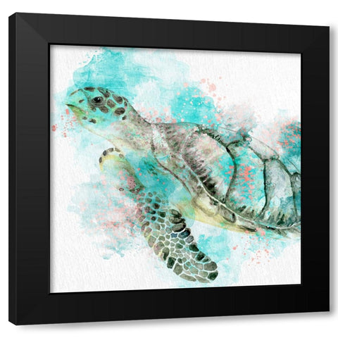 Turtle Swim Black Modern Wood Framed Art Print by Allen, Kimberly