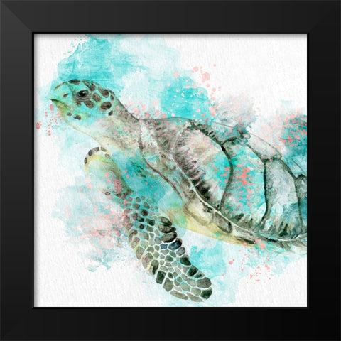 Turtle Swim Black Modern Wood Framed Art Print by Allen, Kimberly