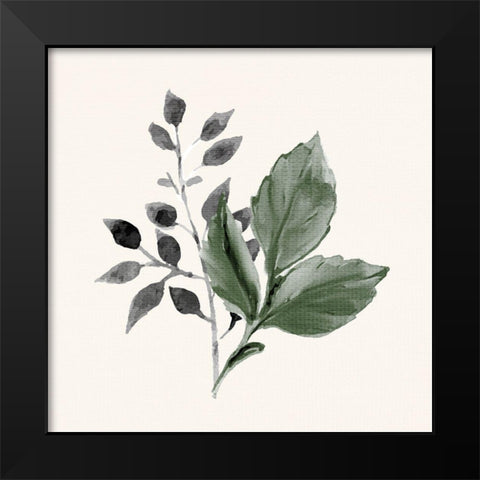 Painted Leaves 1 Black Modern Wood Framed Art Print by Allen, Kimberly