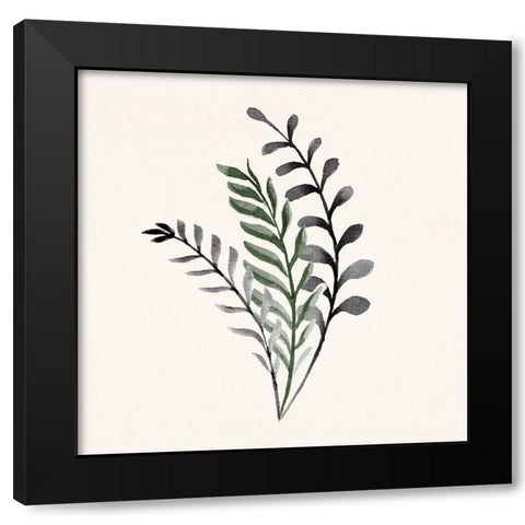 Painted Leaves 2 Black Modern Wood Framed Art Print by Allen, Kimberly