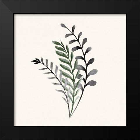 Painted Leaves 2 Black Modern Wood Framed Art Print by Allen, Kimberly