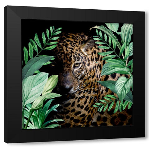 Jungle Leopard Black Modern Wood Framed Art Print by Allen, Kimberly