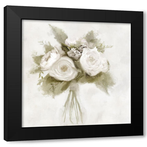 White Peonies Black Modern Wood Framed Art Print by Allen, Kimberly