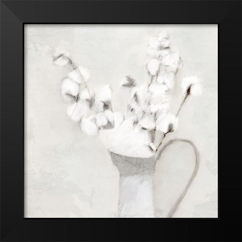 Vase Of Cotton Black Modern Wood Framed Art Print by Allen, Kimberly