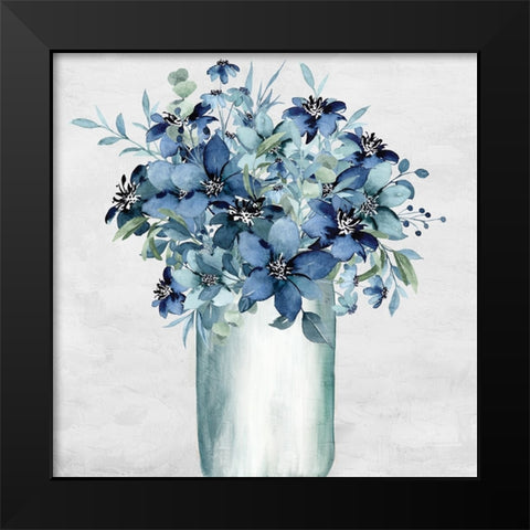Vase Of Blue Black Modern Wood Framed Art Print by Allen, Kimberly