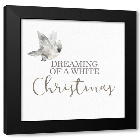 Dreaming Of A White Christmas Bird Black Modern Wood Framed Art Print with Double Matting by Allen, Kimberly