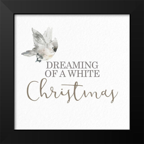 Dreaming Of A White Christmas Bird Black Modern Wood Framed Art Print by Allen, Kimberly