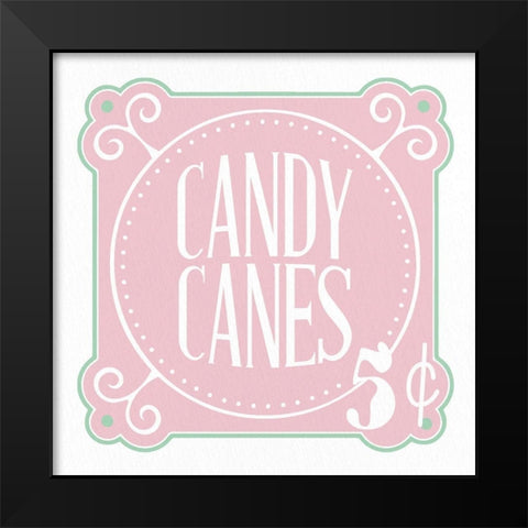 Candy Canes 5 Cents Black Modern Wood Framed Art Print by Allen, Kimberly