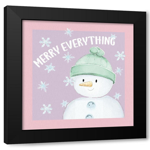 Merry Everything Snowman Black Modern Wood Framed Art Print by Allen, Kimberly