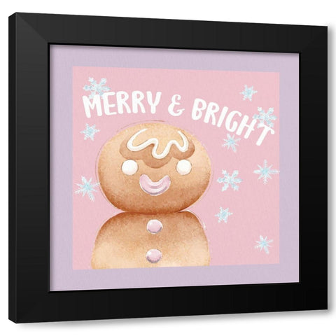 Gingerbread Man Merry And Bright Black Modern Wood Framed Art Print with Double Matting by Allen, Kimberly