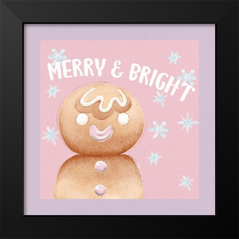 Gingerbread Man Merry And Bright Black Modern Wood Framed Art Print by Allen, Kimberly