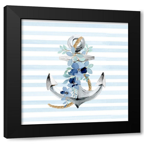 Floral Anchor Black Modern Wood Framed Art Print with Double Matting by Allen, Kimberly