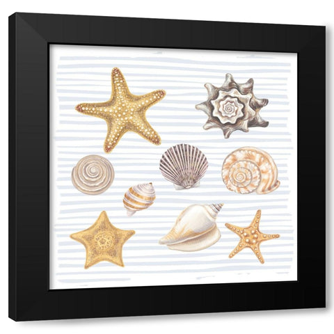 Beach Love Pattern Black Modern Wood Framed Art Print with Double Matting by Allen, Kimberly