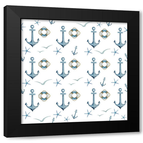 Anchor Home Pattern Black Modern Wood Framed Art Print by Allen, Kimberly