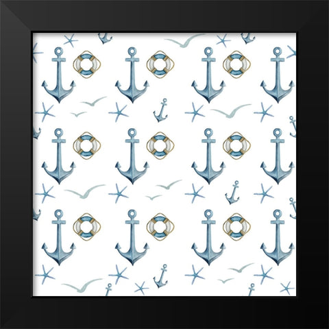Anchor Home Pattern Black Modern Wood Framed Art Print by Allen, Kimberly