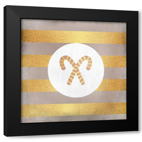 Candy Cane Christmas 1 Black Modern Wood Framed Art Print with Double Matting by Allen, Kimberly