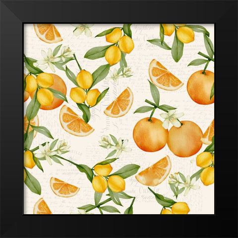 Citrus Fruit Pattern Black Modern Wood Framed Art Print by Allen, Kimberly