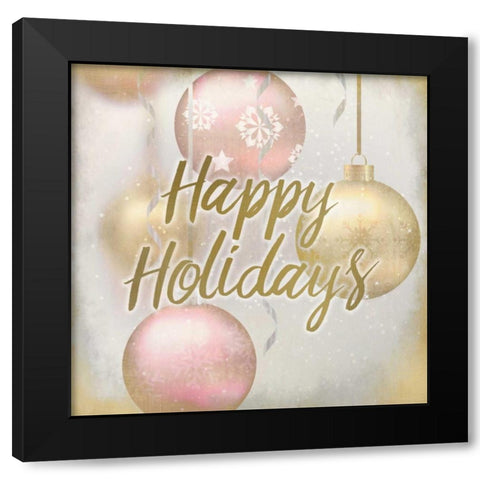 Happy Holidays Ornaments Black Modern Wood Framed Art Print with Double Matting by Allen, Kimberly