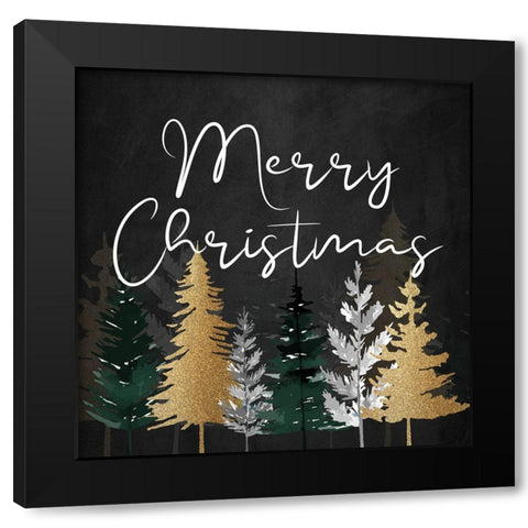 Merry Christmas Pines Black Modern Wood Framed Art Print with Double Matting by Allen, Kimberly
