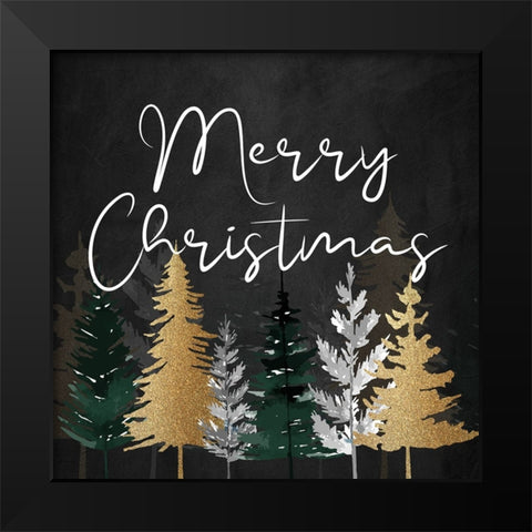 Merry Christmas Pines Black Modern Wood Framed Art Print by Allen, Kimberly