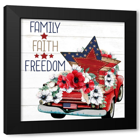 Family Faith Freedom Black Modern Wood Framed Art Print by Allen, Kimberly