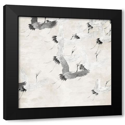 Cranes In Flight Black Modern Wood Framed Art Print with Double Matting by Allen, Kimberly