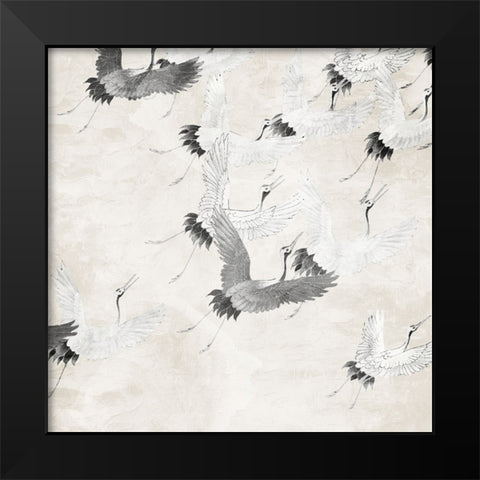 Cranes In Flight Black Modern Wood Framed Art Print by Allen, Kimberly