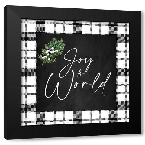 Joy To The World Plaid Black Modern Wood Framed Art Print by Allen, Kimberly