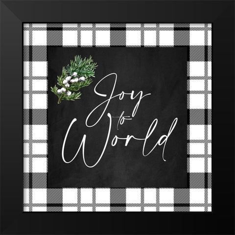 Joy To The World Plaid Black Modern Wood Framed Art Print by Allen, Kimberly