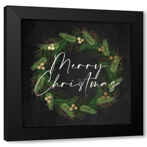 Merry Wreath Black Modern Wood Framed Art Print by Allen, Kimberly