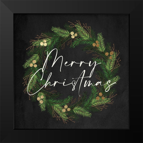Merry Wreath Black Modern Wood Framed Art Print by Allen, Kimberly