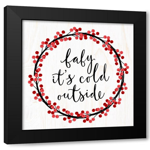 Red Berry Wreath Black Modern Wood Framed Art Print with Double Matting by Allen, Kimberly