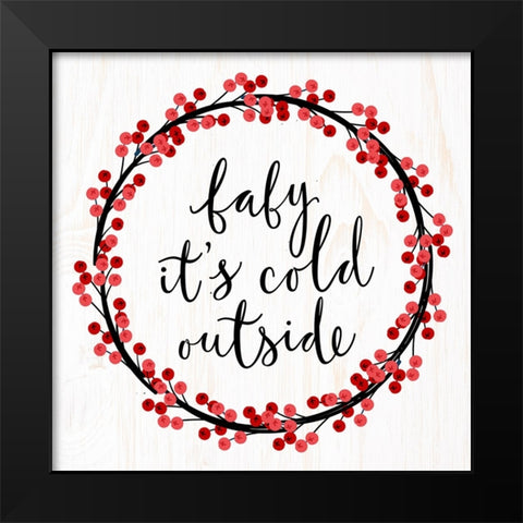 Red Berry Wreath Black Modern Wood Framed Art Print by Allen, Kimberly