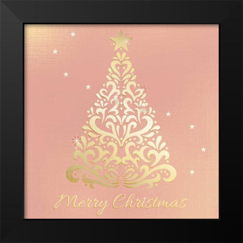 Merry Christmas Ornate Tree Black Modern Wood Framed Art Print by Allen, Kimberly