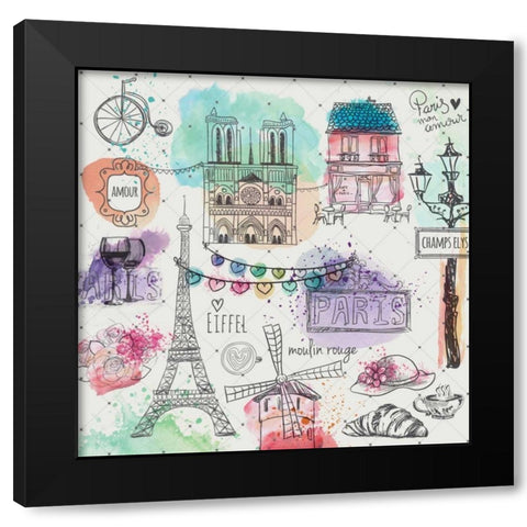 A Day In Paris Black Modern Wood Framed Art Print by Allen, Kimberly