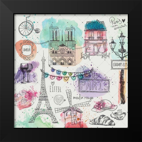 A Day In Paris Black Modern Wood Framed Art Print by Allen, Kimberly