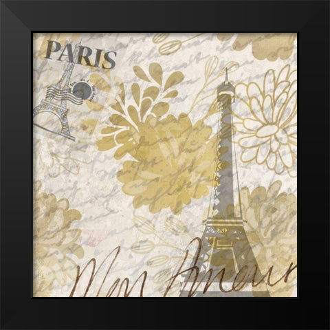 Mon Amour B Black Modern Wood Framed Art Print by Allen, Kimberly