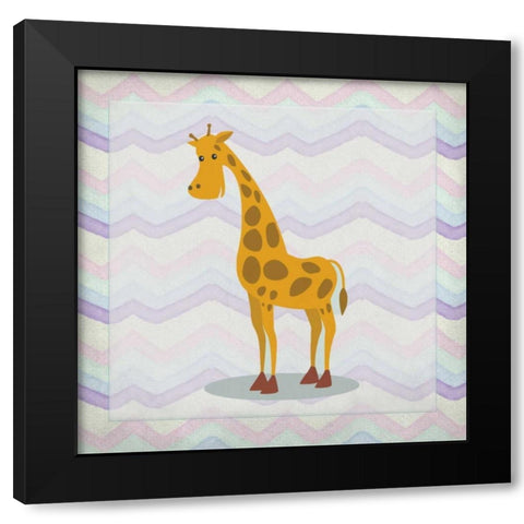 Pink Giraffe Time Black Modern Wood Framed Art Print by Allen, Kimberly