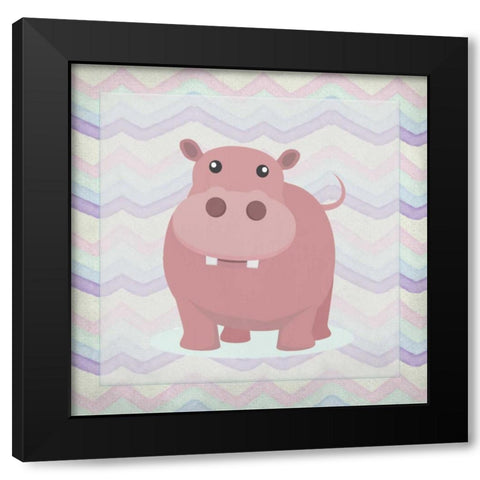 Pink Hippo Time Black Modern Wood Framed Art Print by Allen, Kimberly