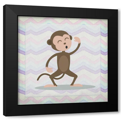 Pink Monkey Time Black Modern Wood Framed Art Print by Allen, Kimberly