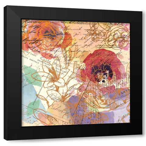Postage Rose 1 Black Modern Wood Framed Art Print with Double Matting by Allen, Kimberly