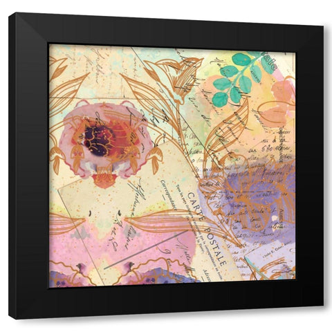 Postage Rose 2 Black Modern Wood Framed Art Print by Allen, Kimberly
