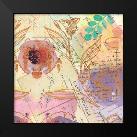 Postage Rose 2 Black Modern Wood Framed Art Print by Allen, Kimberly