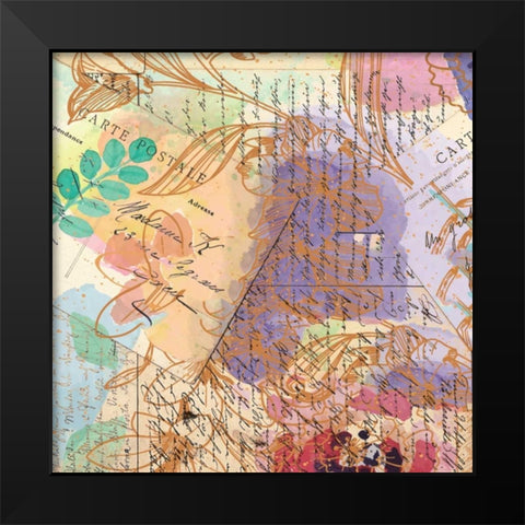 Postage Rose 3 Black Modern Wood Framed Art Print by Allen, Kimberly