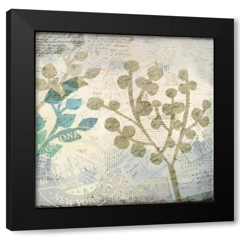 Botanical Postale 1 Black Modern Wood Framed Art Print by Allen, Kimberly