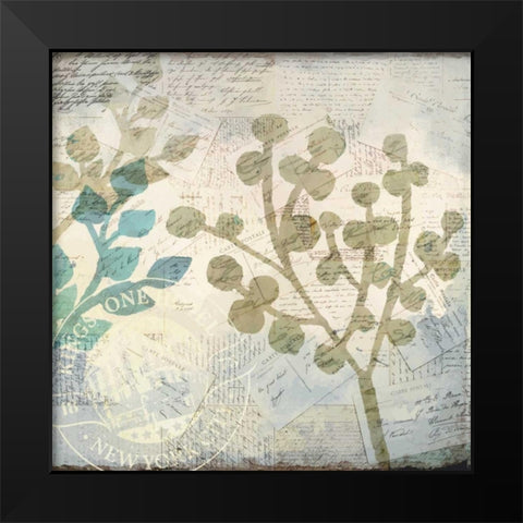 Botanical Postale 1 Black Modern Wood Framed Art Print by Allen, Kimberly