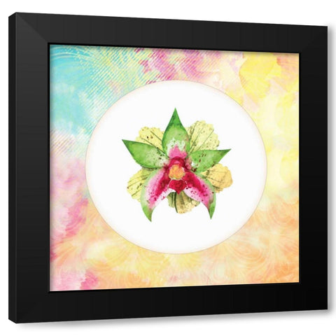 Tropical Floral Square 2 Black Modern Wood Framed Art Print with Double Matting by Allen, Kimberly
